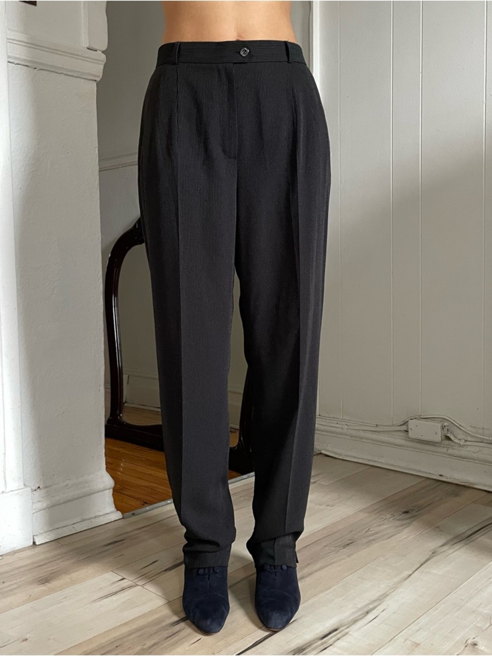 Classic Black Pleated Women Trousers
